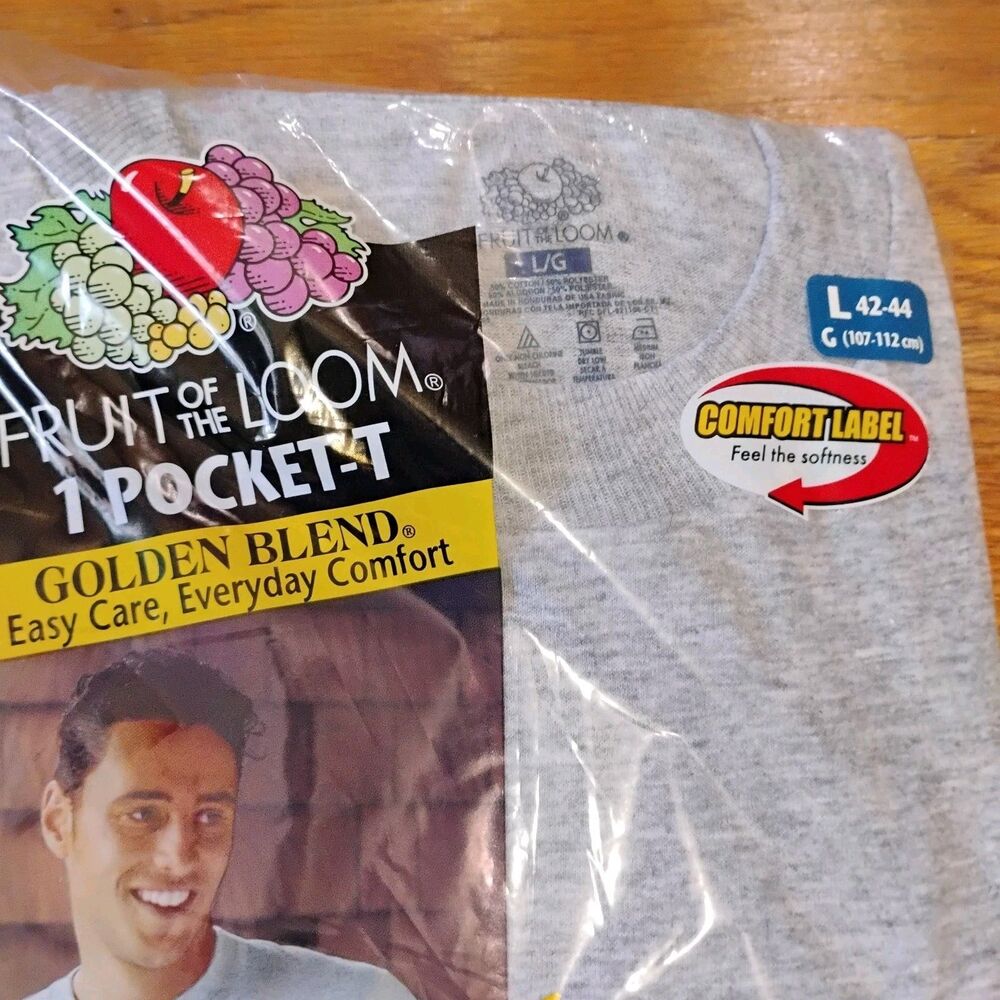 Lot of 3 Vintage Fruit of the Loom 2003 Long Sleeve Pocket T-Shirts Large NOS - Picture 8 of 11